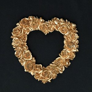Фоторамка "Сердце из роз",золотая