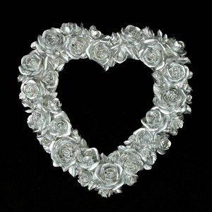 Фоторамка "Сердце из роз",серебро