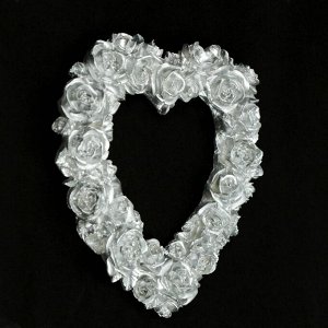 Фоторамка "Сердце из роз",серебро