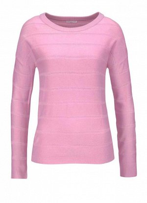 1к Пуловер, розовый  JACQUELINE de YONG Розовый цвет для этого сезона. Изысканный пуловер с привлекательным ажуром в полоску. Обрамляющий фигуру силуэт с круглым вырезом горловины резиночной вязкой, ш