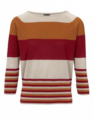 1к Пуловер, пестрый  Heine - Best Connections Модный пуловер в полоску с легким металлическим эффектом с люрексом. Обрамляющий фигуру силуэт с овальным вырезом горловины резиночной вязкой, рукава регл
