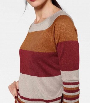 1к Пуловер, пестрый  Heine - Best Connections Модный пуловер в полоску с легким металлическим эффектом с люрексом. Обрамляющий фигуру силуэт с овальным вырезом горловины резиночной вязкой, рукава регл