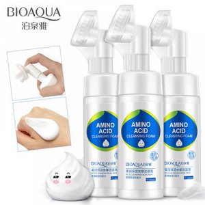 Очищающая пенка для умывания с аминокислотой Bioaqua Amino Acid + щетка, 150мл