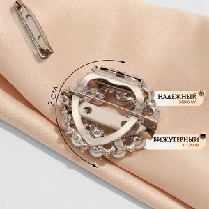 QF Зажим для платка «Жемчужинка», белый в серебре