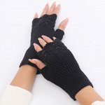 Митенки женские вязаные, черные