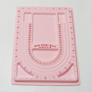 Доска для сборки бус, 33*24 см, 3 полосы, флоковое покрытие, розовая