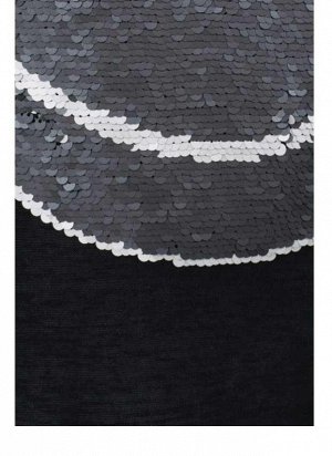 1r Блузка из 2 ч., черная Via Appia Due Любимая основа с большой аппликацией из двухсторонних блесток. Обрамляющий фигуру свободный силуэт с широким круглым вырезом горловины и широкими плечами. Удобн