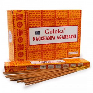 Благовония Goloka Nag Champa ПРИВЛЕЧЕНИЕ УДАЧИ цветы Лотоса и Рудракши 16 г