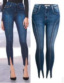 Укороченные джинсы стрейч с разрезами
