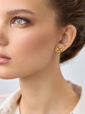 Миниатюрные серьги-гвоздики из янтаря медового оттенка «Суприм»