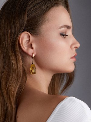 Необычные серьги из натурального янтаря «Марс»