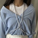 Портупея женская «Бусина» жемчужная капля, цвет белый в серебре, 162 см