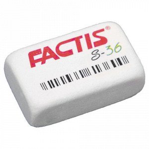 Ластик FACTIS S 36 (Испания), 40х24х14 мм, белый, прямоугольный, мягкий, синтетический каучук, CNFS36