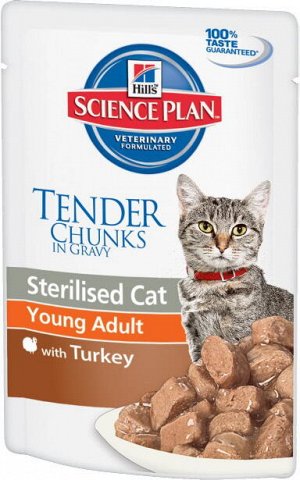 Hill's SP Feline пауч SCat YAdult Turkey д/кош стерил 6мес-6лет Индейка 12/85гр