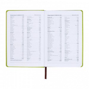 Ежедневник недатированный, А5, 140л, клетка, обл.кожзам, с хлястиком, Цветы, зеленый