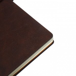 Ежедневник недатированный на гребне, А5, 80л, клетка, обл.кожзам, с хлястиком, коричневый