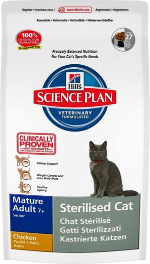 Hill's SP Feline Mature SterilCat д/кош стерил пожилых 7+ Курица 1,5кг (1/6)