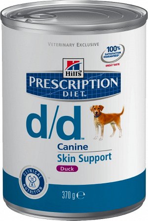 Hill's PD Canine конс 370гр d/d д/соб дермат/пищевая аллергия Утка 12/370гр