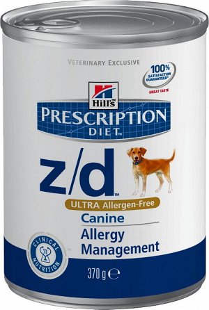 Hill's PD Canine конс 370гр z/d д/соб при пищевой аллергии 12/370гр