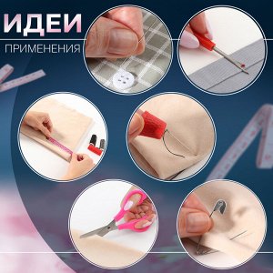 Швейный набор, 33 предмета, в пластиковом контейнере, 12 x 7 x 7,5 см, цвет МИКС