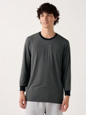 UNIQLO Heattech - полосатый термо-лонгслив - 09 BLACK