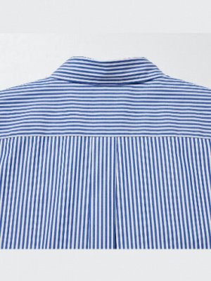 UNIQLO - базовая хлопковая рубашка в мелкую полоску - 66 BLUE