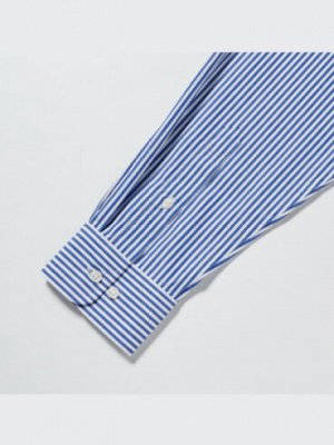 UNIQLO - базовая хлопковая рубашка в мелкую полоску - 66 BLUE