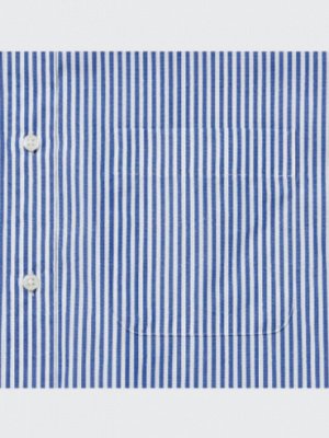UNIQLO - базовая хлопковая рубашка в мелкую полоску - 66 BLUE