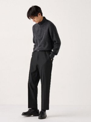 UNIQLO - зауженные шерстяные брюки со стрелками - 09 BLACK