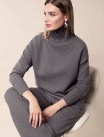 Свитер из пряжи с кашемиром серый меланж