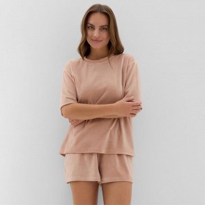 Костюм женский (футболка и шорты) KAFTAN Plushy, бежевый