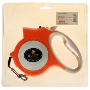 Рулетка "Пижон" с фонариком, прорезиненная ручка, 5 м, до 35 кг, оранжевая