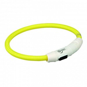 Мигающее кольцо Trixie для собак USB, XS–S: 35 см/ф 7 мм, нейлон, желтый, USB