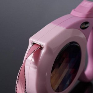 Рулетка Dogness Elegance Range, лента 4 м, до 25 кг, расцветка графика, розовая