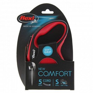 Рулетка Flexi New Comfort S (до 12 кг) трос 5 м, черный/красный