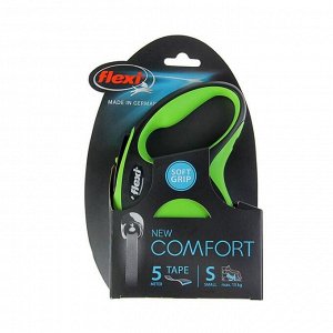 Рулетка Flexi New Comfort S (до 15 кг) лента 5 м, черный/зеленый