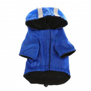 Куртка со светоотражающими полосами на капюшоне, флис, размер S (ДС 28, ОШ 28, ОГ 42 см), синяя 36