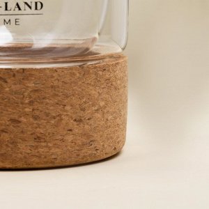 Стакан с двойными стенками SL Home «Алькорноке», 300 мл, 8x12 см, на пробковой подставке, стекло, прозрачный
