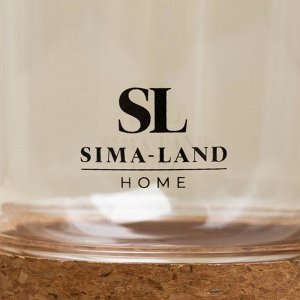 Стакан с двойными стенками SL Home «Алькорноке», 300 мл, 8x12 см, на пробковой подставке, стекло, прозрачный