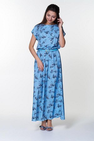 Платье Дарья №13.Цвет:голубой/мелкие цветы