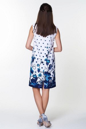 Платье Елизавета №4.Цвет:белый/темно-синий