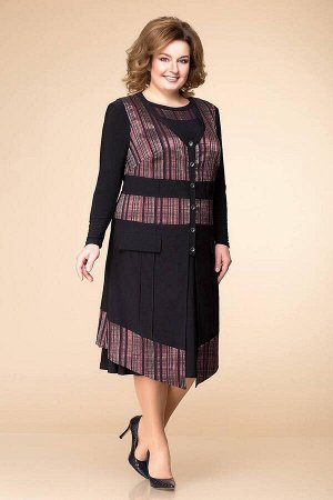 Romanovich Style 3-1261 черный/бордо, Жилет,  Платье