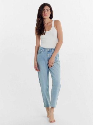 Брюки женские джинсовые mom fit голубые