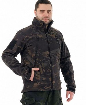 Куртка Альфа (ткань софт-шелл) цвет черный мультикам