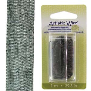 Металлическая ювелирная сетка, 18мм, Artistic Wire, цвет черный, 1 метр, в пластиковой баночке