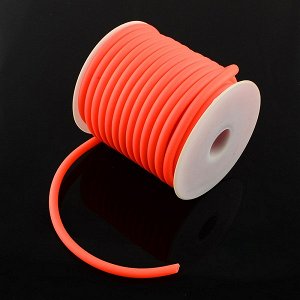 Шнур резиновый полый, 5мм, неоновый красно-оранжевый, 1 метр