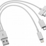 Кабель-хвост 3в1 айфон IP4 / айфон IP5/6/7/8/X / Micro USB, белый