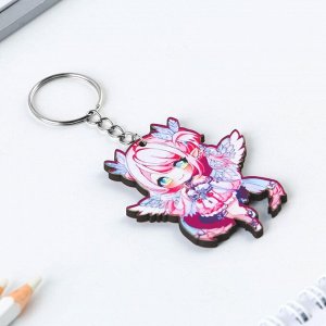 Брелок для ключей деревянный аниме "С крыльями"