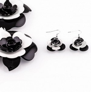 Комплект украшений подвеска + серьги " Fashion Jewelry " черный цветы