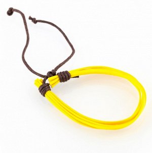 Яркий браслет для девочки из тонких шнурков с текстильной завязкой желтый 1шт.